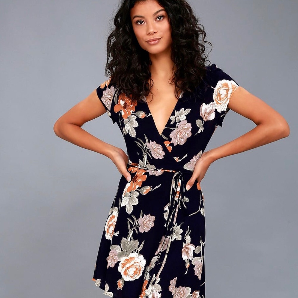 Lulu’s Black Floral Wrap Dress